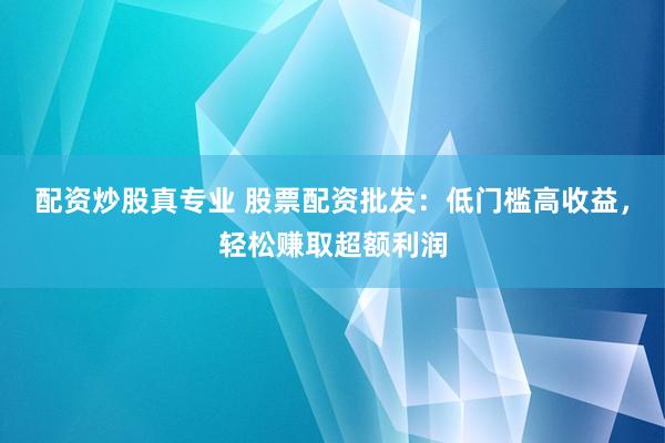 配资炒股真专业 股票配资批发：低门槛高收益，轻松赚取超额利润